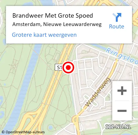 Locatie op kaart van de 112 melding: Brandweer Met Grote Spoed Naar Amsterdam, Nieuwe Leeuwarderweg op 25 februari 2024 05:31