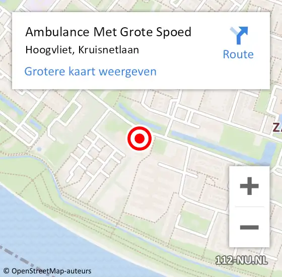 Locatie op kaart van de 112 melding: Ambulance Met Grote Spoed Naar Hoogvliet, Kruisnetlaan op 25 februari 2024 07:32