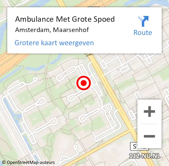 Locatie op kaart van de 112 melding: Ambulance Met Grote Spoed Naar Amsterdam, Maarsenhof op 25 februari 2024 08:50
