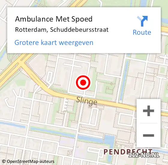 Locatie op kaart van de 112 melding: Ambulance Met Spoed Naar Rotterdam, Schuddebeursstraat op 25 februari 2024 09:16