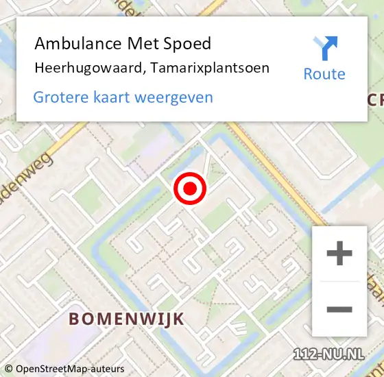 Locatie op kaart van de 112 melding: Ambulance Met Spoed Naar Heerhugowaard, Tamarixplantsoen op 25 februari 2024 09:30