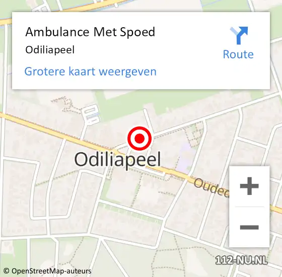 Locatie op kaart van de 112 melding: Ambulance Met Spoed Naar Odiliapeel op 25 februari 2024 11:04
