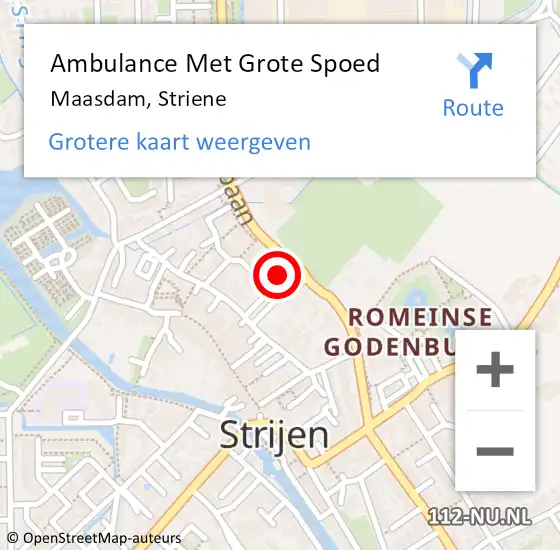 Locatie op kaart van de 112 melding: Ambulance Met Grote Spoed Naar Maasdam, Striene op 25 februari 2024 11:18