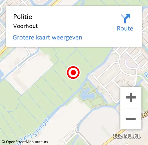 Locatie op kaart van de 112 melding: Politie Voorhout op 25 februari 2024 11:34
