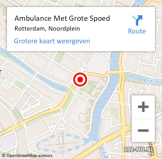 Locatie op kaart van de 112 melding: Ambulance Met Grote Spoed Naar Rotterdam, Noordplein op 25 februari 2024 11:56