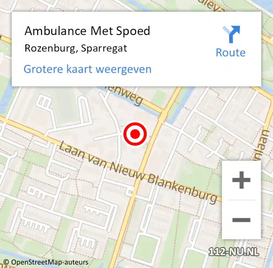 Locatie op kaart van de 112 melding: Ambulance Met Spoed Naar Rozenburg, Sparregat op 25 februari 2024 12:03