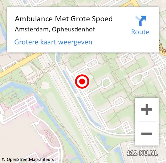 Locatie op kaart van de 112 melding: Ambulance Met Grote Spoed Naar Amsterdam, Opheusdenhof op 25 februari 2024 12:28
