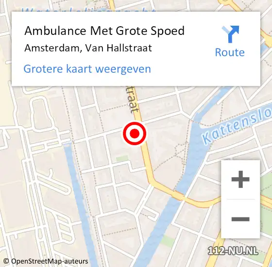 Locatie op kaart van de 112 melding: Ambulance Met Grote Spoed Naar Amsterdam, Van Hallstraat op 25 februari 2024 13:04