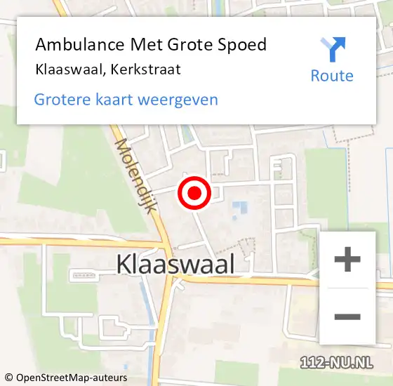 Locatie op kaart van de 112 melding: Ambulance Met Grote Spoed Naar Klaaswaal, Kerkstraat op 25 februari 2024 13:37