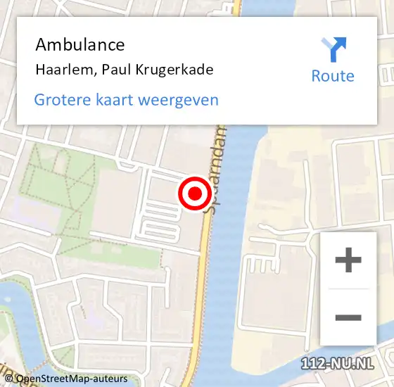 Locatie op kaart van de 112 melding: Ambulance Haarlem, Paul Krugerkade op 25 februari 2024 13:54