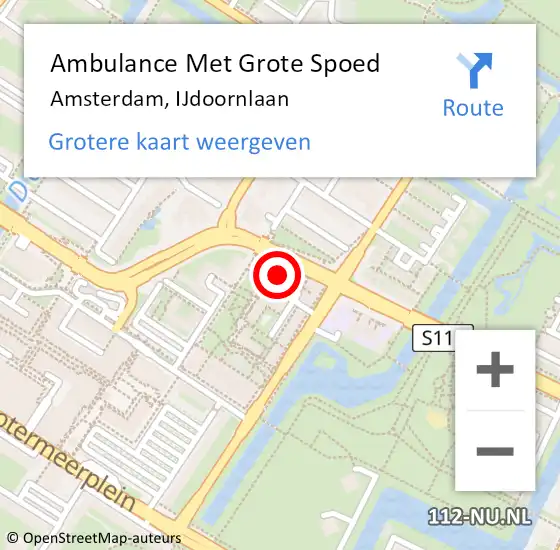 Locatie op kaart van de 112 melding: Ambulance Met Grote Spoed Naar Amsterdam, IJdoornlaan op 25 februari 2024 16:21