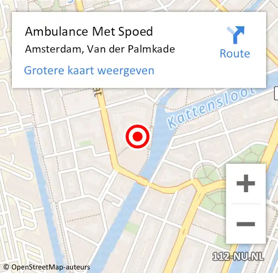 Locatie op kaart van de 112 melding: Ambulance Met Spoed Naar Amsterdam, Van der Palmkade op 25 februari 2024 16:25