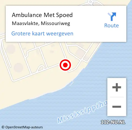Locatie op kaart van de 112 melding: Ambulance Met Spoed Naar Maasvlakte, Missouriweg op 25 februari 2024 16:32