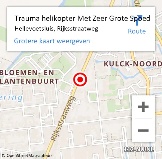 Locatie op kaart van de 112 melding: Trauma helikopter Met Zeer Grote Spoed Naar Hellevoetsluis, Rijksstraatweg op 25 februari 2024 16:59