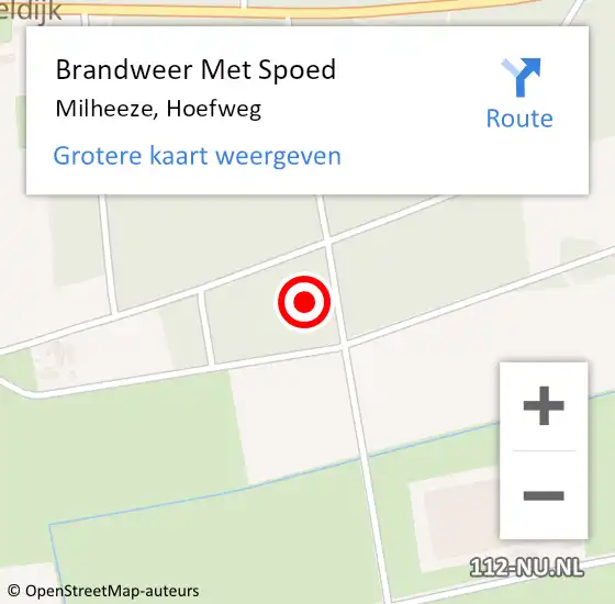Locatie op kaart van de 112 melding: Brandweer Met Spoed Naar Milheeze, Hoefweg op 25 februari 2024 17:19