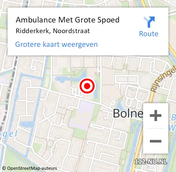Locatie op kaart van de 112 melding: Ambulance Met Grote Spoed Naar Ridderkerk, Noordstraat op 25 februari 2024 17:47