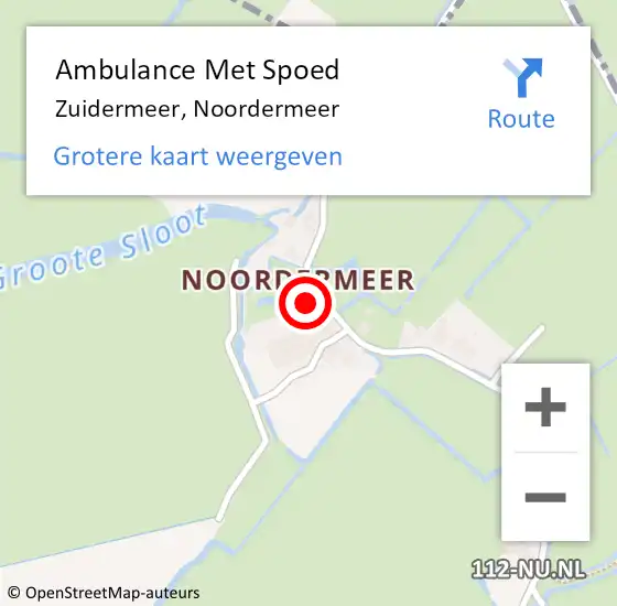Locatie op kaart van de 112 melding: Ambulance Met Spoed Naar Zuidermeer, Noordermeer op 25 februari 2024 18:04