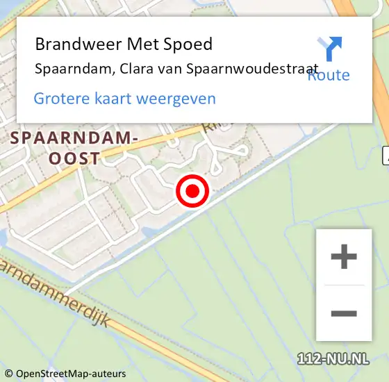 Locatie op kaart van de 112 melding: Brandweer Met Spoed Naar Spaarndam, Clara van Spaarnwoudestraat op 25 februari 2024 18:37