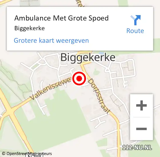 Locatie op kaart van de 112 melding: Ambulance Met Grote Spoed Naar Biggekerke op 25 februari 2024 19:21