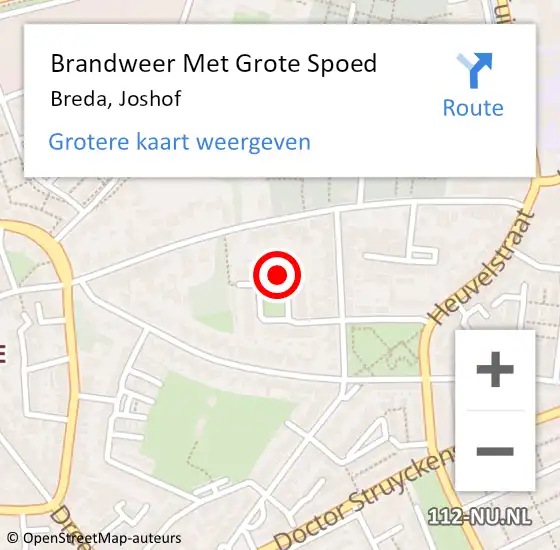 Locatie op kaart van de 112 melding: Brandweer Met Grote Spoed Naar Breda, Joshof op 25 februari 2024 19:30