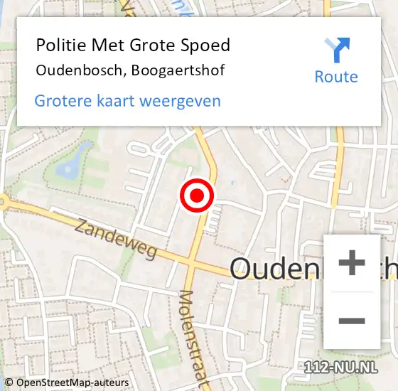 Locatie op kaart van de 112 melding: Politie Met Grote Spoed Naar Oudenbosch, Boogaertshof op 25 februari 2024 20:26
