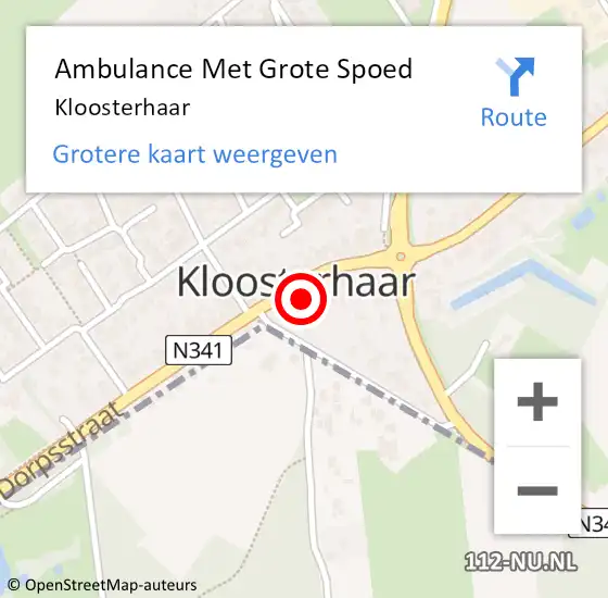 Locatie op kaart van de 112 melding: Ambulance Met Grote Spoed Naar Kloosterhaar op 25 februari 2024 20:40