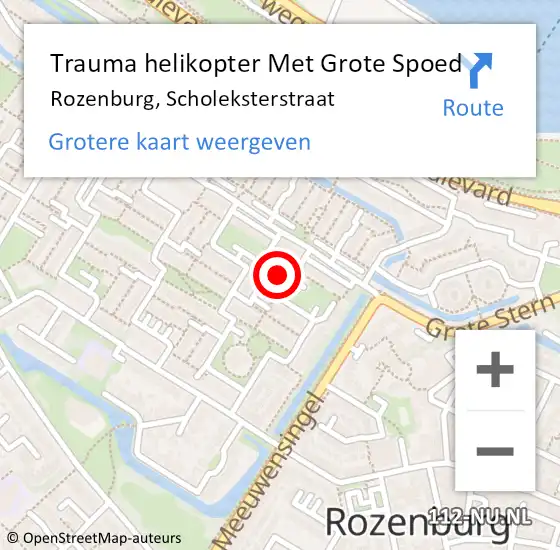 Locatie op kaart van de 112 melding: Trauma helikopter Met Grote Spoed Naar Rozenburg, Scholeksterstraat op 25 februari 2024 21:48