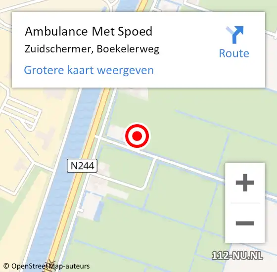 Locatie op kaart van de 112 melding: Ambulance Met Spoed Naar Zuidschermer, Boekelerweg op 25 februari 2024 22:09