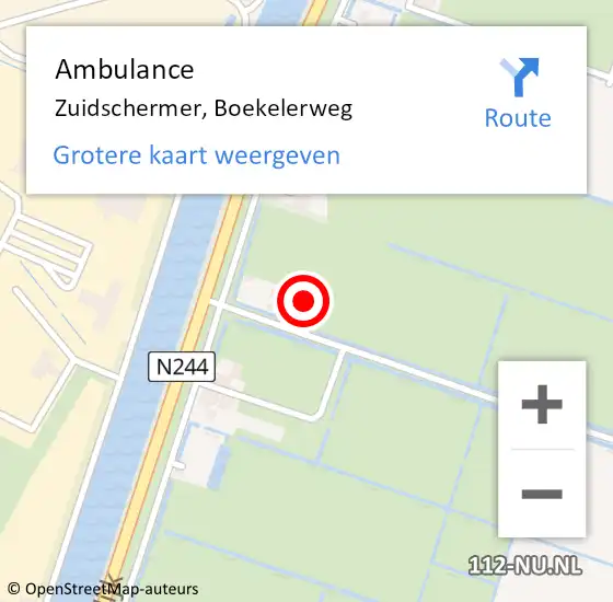 Locatie op kaart van de 112 melding: Ambulance Zuidschermer, Boekelerweg op 25 februari 2024 22:18