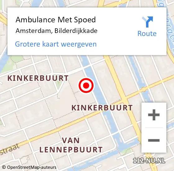 Locatie op kaart van de 112 melding: Ambulance Met Spoed Naar Amsterdam, Bilderdijkkade op 25 februari 2024 22:22