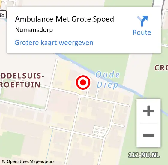 Locatie op kaart van de 112 melding: Ambulance Met Grote Spoed Naar Numansdorp op 25 februari 2024 22:30