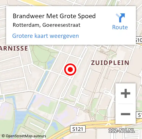 Locatie op kaart van de 112 melding: Brandweer Met Grote Spoed Naar Rotterdam, Goereesestraat op 26 februari 2024 00:02
