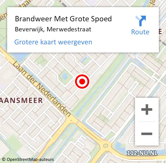 Locatie op kaart van de 112 melding: Brandweer Met Grote Spoed Naar Beverwijk, Merwedestraat op 26 februari 2024 01:55