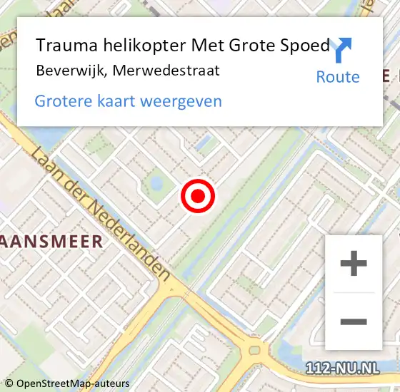 Locatie op kaart van de 112 melding: Trauma helikopter Met Grote Spoed Naar Beverwijk, Merwedestraat op 26 februari 2024 02:04