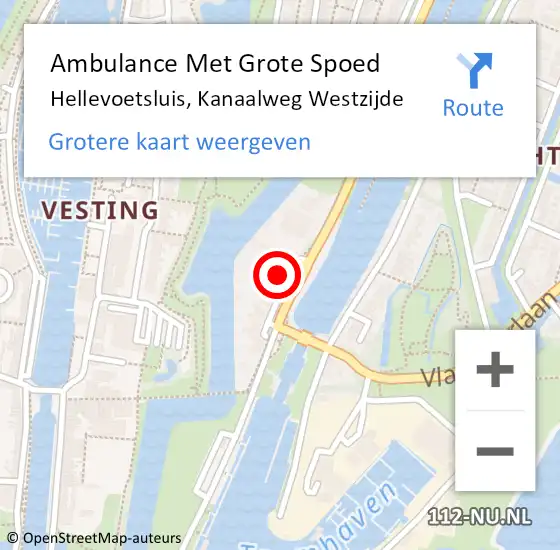 Locatie op kaart van de 112 melding: Ambulance Met Grote Spoed Naar Hellevoetsluis, Kanaalweg Westzijde op 26 februari 2024 02:11
