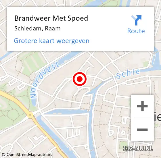 Locatie op kaart van de 112 melding: Brandweer Met Spoed Naar Schiedam, Raam op 26 februari 2024 02:22