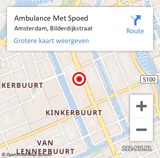 Locatie op kaart van de 112 melding: Ambulance Met Spoed Naar Amsterdam, Bilderdijkstraat op 26 februari 2024 02:41