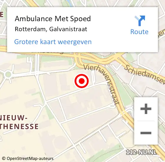 Locatie op kaart van de 112 melding: Ambulance Met Spoed Naar Rotterdam, Galvanistraat op 26 februari 2024 04:39