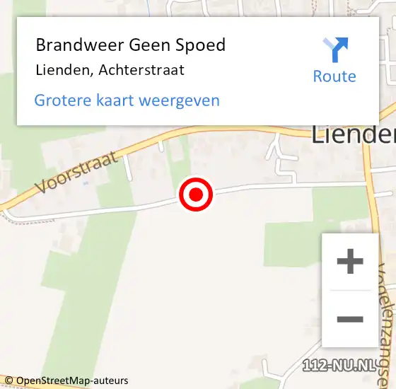 Locatie op kaart van de 112 melding: Brandweer Geen Spoed Naar Lienden, Achterstraat op 26 februari 2024 05:46