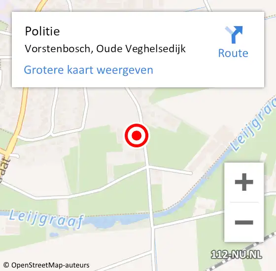 Locatie op kaart van de 112 melding: Politie Vorstenbosch, Oude Veghelsedijk op 26 februari 2024 06:23