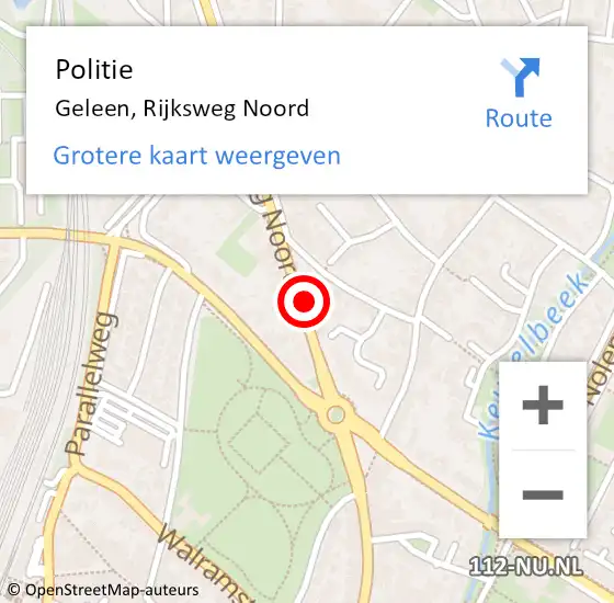 Locatie op kaart van de 112 melding: Politie Geleen, Rijksweg Noord op 26 februari 2024 06:39