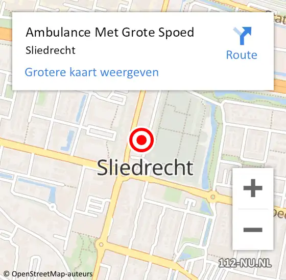 Locatie op kaart van de 112 melding: Ambulance Met Grote Spoed Naar Sliedrecht op 26 februari 2024 06:57