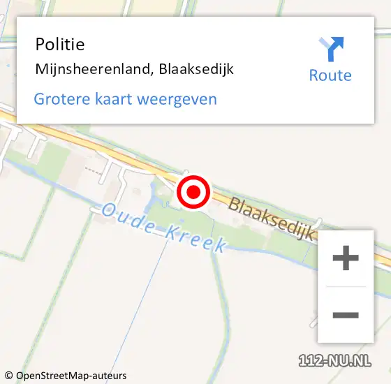 Locatie op kaart van de 112 melding: Politie Mijnsheerenland, Blaaksedijk op 26 februari 2024 07:08