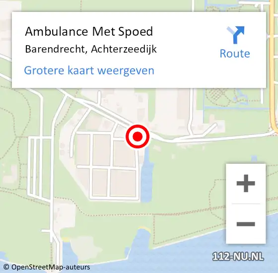 Locatie op kaart van de 112 melding: Ambulance Met Spoed Naar Barendrecht, Achterzeedijk op 26 februari 2024 07:47
