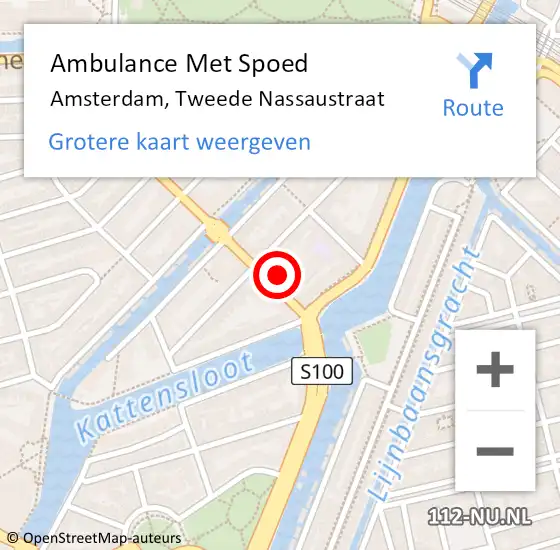 Locatie op kaart van de 112 melding: Ambulance Met Spoed Naar Amsterdam, Tweede Nassaustraat op 26 februari 2024 09:06