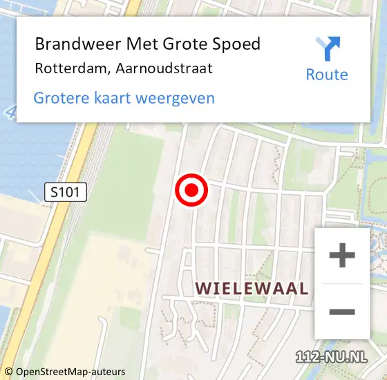 Locatie op kaart van de 112 melding: Brandweer Met Grote Spoed Naar Rotterdam, Aarnoudstraat op 26 februari 2024 09:13