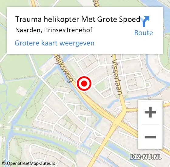 Locatie op kaart van de 112 melding: Trauma helikopter Met Grote Spoed Naar Naarden, Prinses Irenehof op 26 februari 2024 09:26