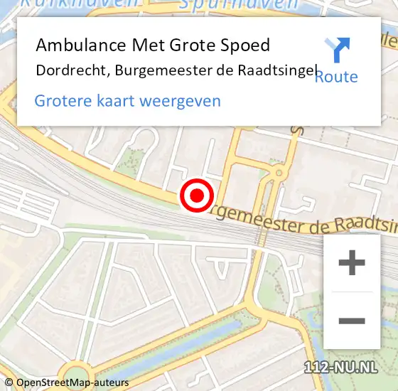 Locatie op kaart van de 112 melding: Ambulance Met Grote Spoed Naar Dordrecht, Burgemeester de Raadtsingel op 26 februari 2024 09:53