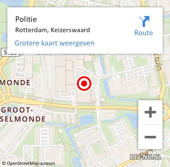 Locatie op kaart van de 112 melding: Politie Rotterdam, Keizerswaard op 26 februari 2024 10:30