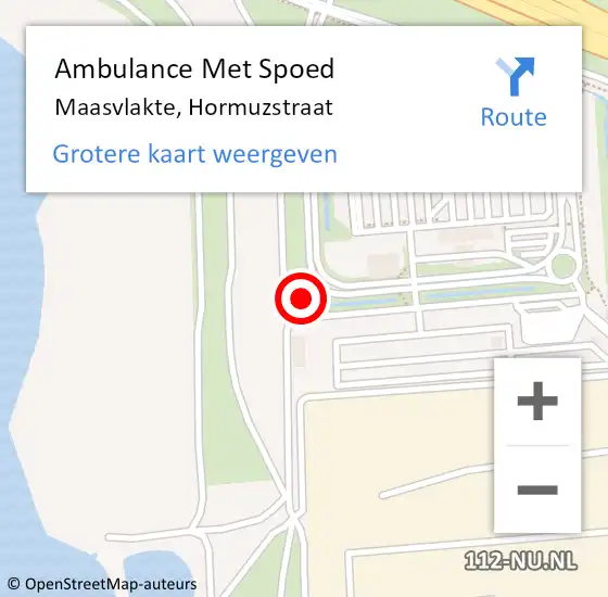 Locatie op kaart van de 112 melding: Ambulance Met Spoed Naar Maasvlakte, Hormuzstraat op 26 februari 2024 10:59